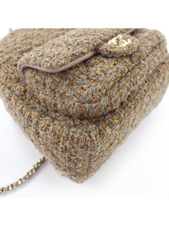 Chanel CC Logo Turnlock Quilted Tweed Chain Shoulder Leather Backpack main image 6